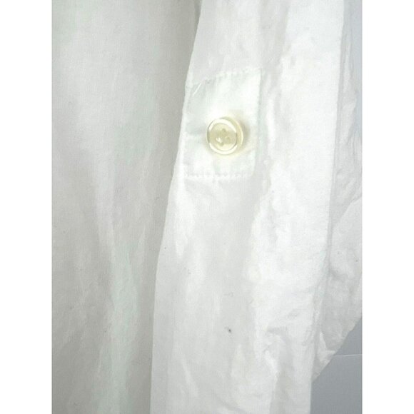 J Crew Women's Blouse Size Medium White Pullover 100% Cotton Roll Tab Sleeves - Picture 6 of 9